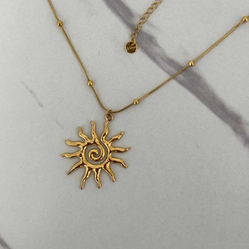 SKU0125 Retro Gold Star‎ Women Fashion Pedant Necklace Stainless steel+gift bag